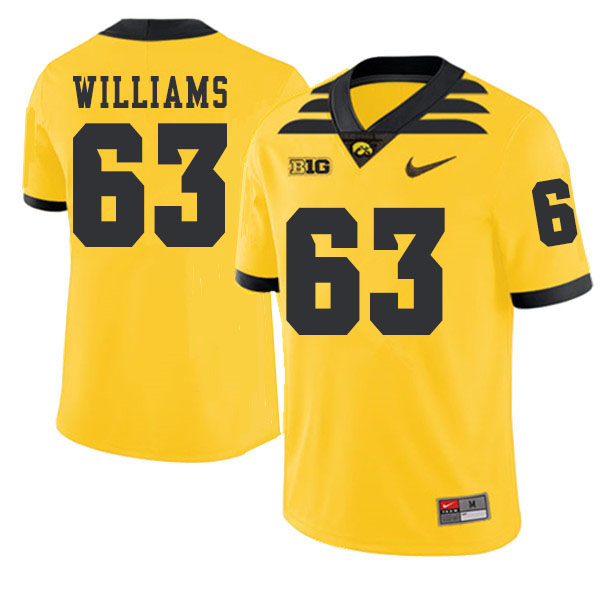2019 Men #63 Spencer Williams Iowa Hawkeyes College Football Alternate Jerseys Sale-Gold - Click Image to Close